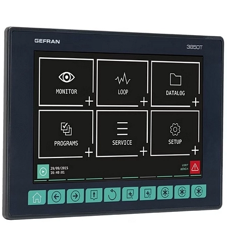 Až šestnáctismyčkový programovatelný PID regulátor a zapisovač GEFRAN 3850T s dotykovým displejem