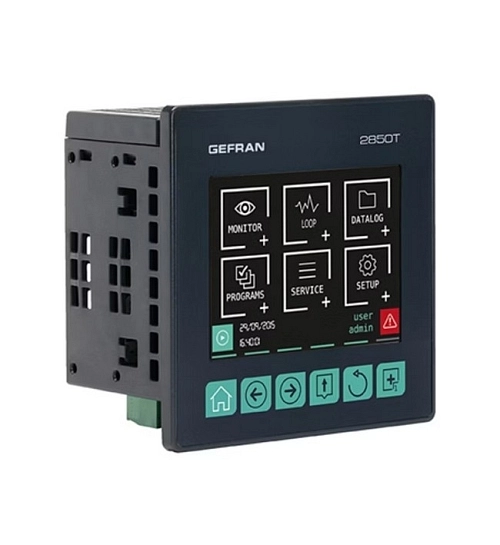 Až osmismyčkový programovatelný PID regulátor a zapisovač GEFRAN 2850T s dotykovým displejem