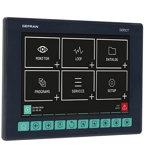 Až šestnáctismyčkový programovatelný PID regulátor a zapisovač GEFRAN 3850T s dotykovým displejem